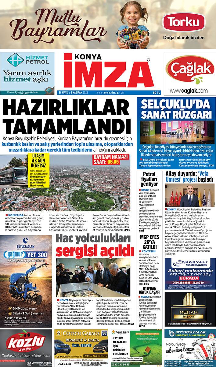 Konya İmza E-GAZETE (26 Mayıs / 2 Haziran 2026) 1