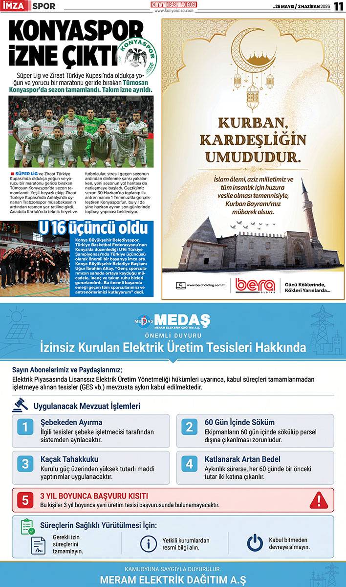Konya İmza E-GAZETE (26 Mayıs / 2 Haziran 2026) 11