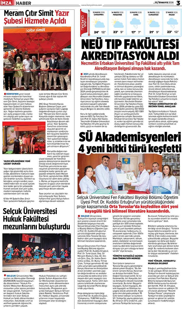 Konya İmza E-GAZETE (13 / 19 Mayıs 2026) 3