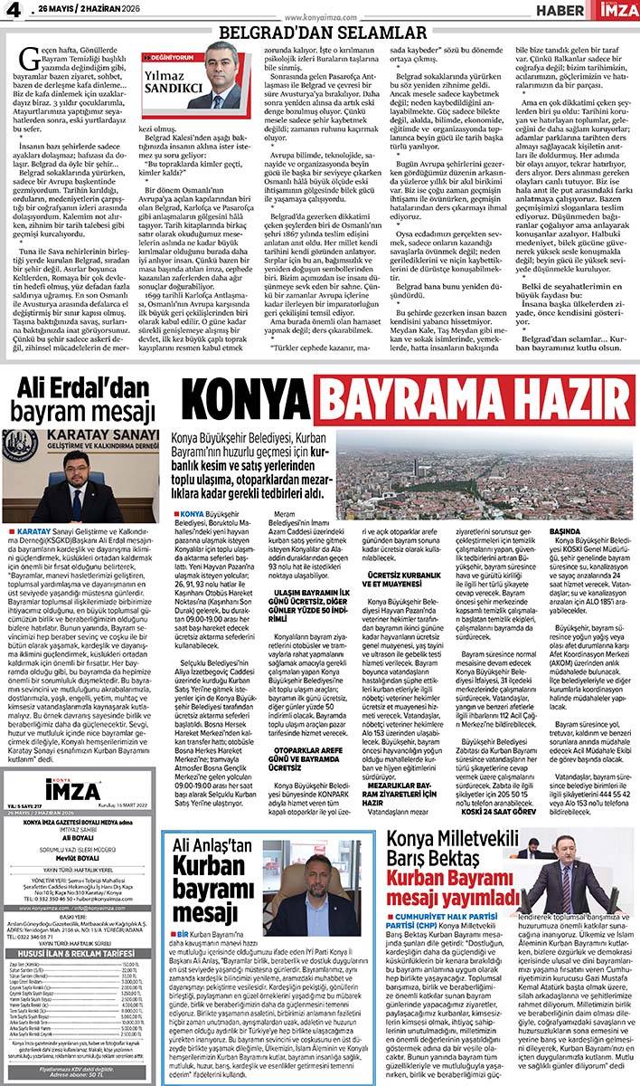 Konya İmza E-GAZETE (26 Mayıs / 2 Haziran 2026) 4
