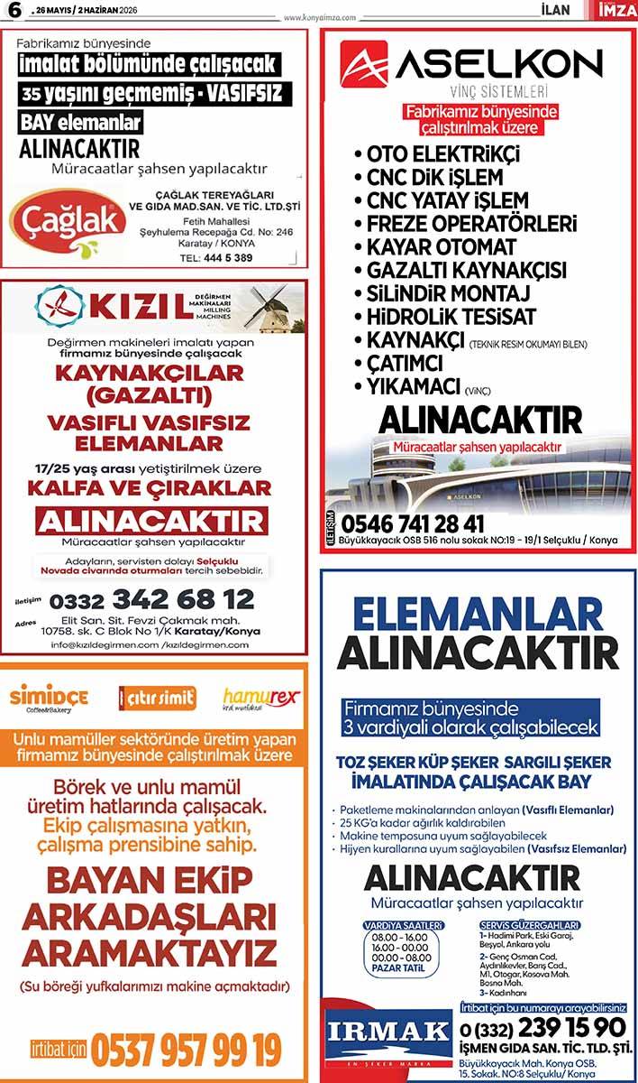Konya İmza E-GAZETE (26 Mayıs / 2 Haziran 2026) 6