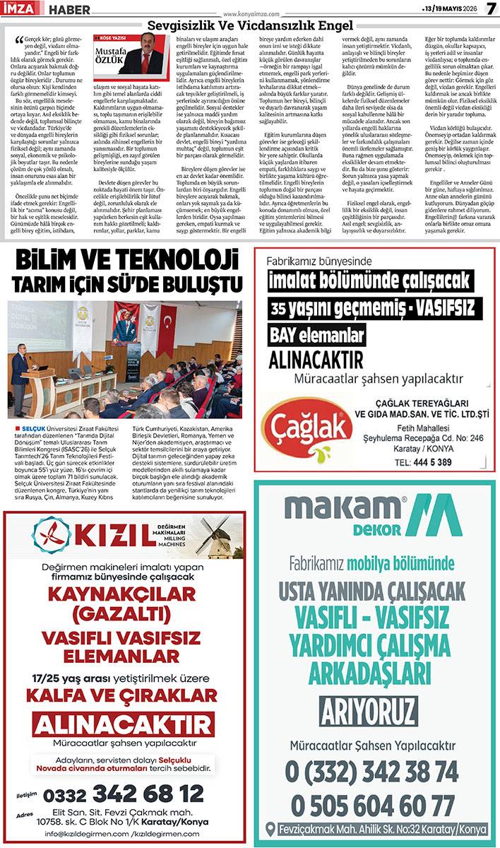 Konya İmza E-GAZETE (13 / 19 Mayıs 2026) 7