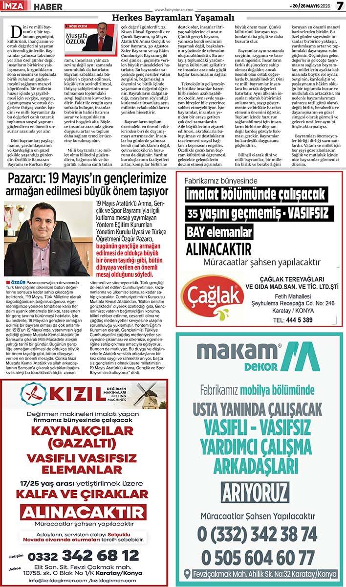 Konya İmza E-GAZETE (20 / 26 Mayıs 2026) 7