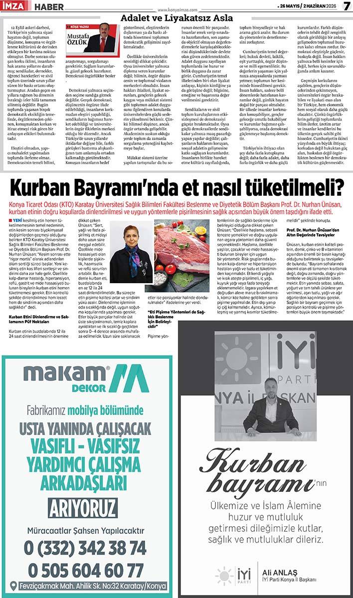 Konya İmza E-GAZETE (26 Mayıs / 2 Haziran 2026) 7