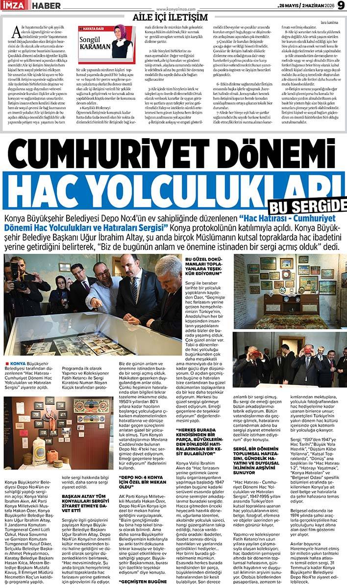 Konya İmza E-GAZETE (26 Mayıs / 2 Haziran 2026) 9