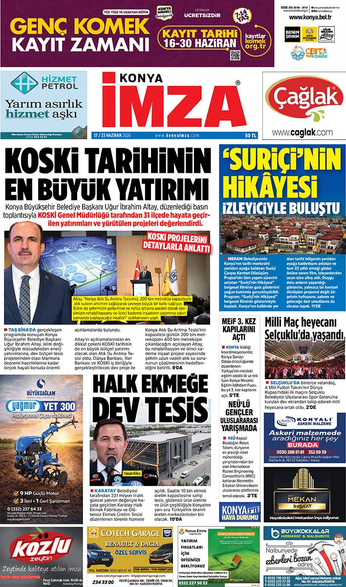 Konya İmza E-GAZETE (17 / 23 Haziran 2026) 1