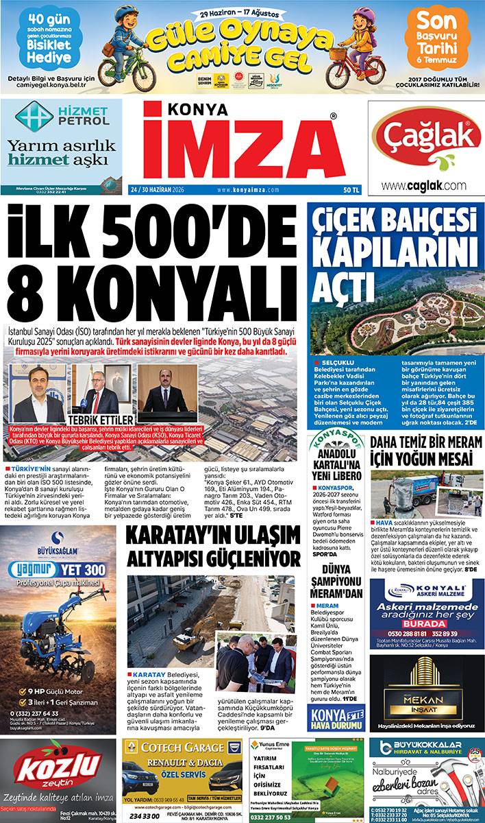 Konya İmza E-GAZETE (24 / 30 Haziran 2026) 1