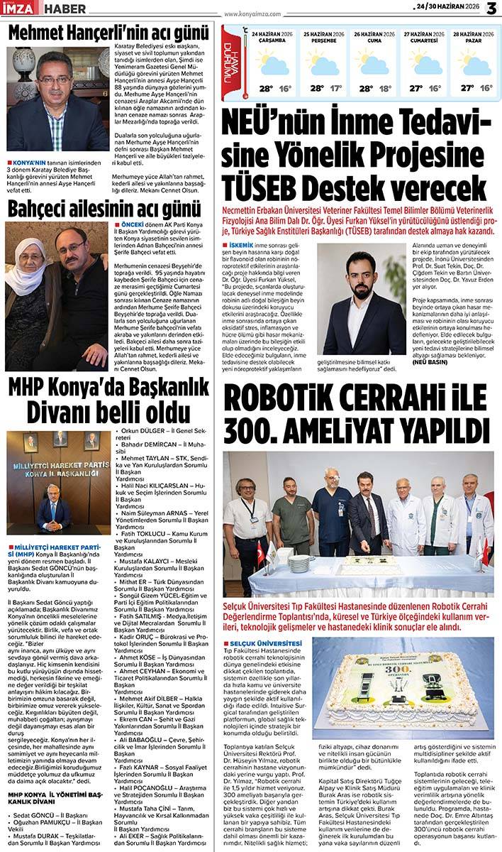 Konya İmza E-GAZETE (24 / 30 Haziran 2026) 3