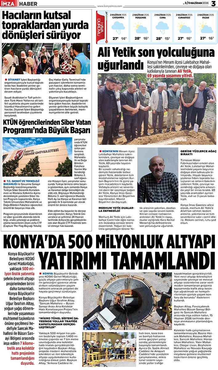 Konya İmza E-GAZETE (3 / 9 Haziran 2026) 3