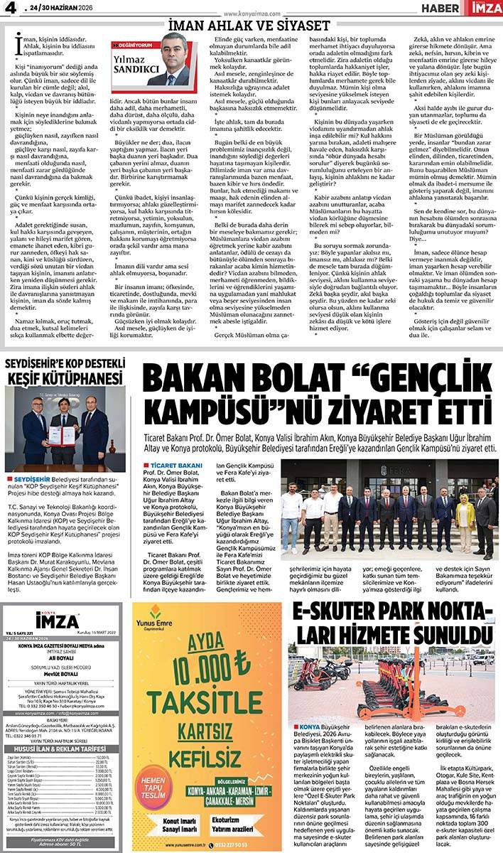 Konya İmza E-GAZETE (24 / 30 Haziran 2026) 4