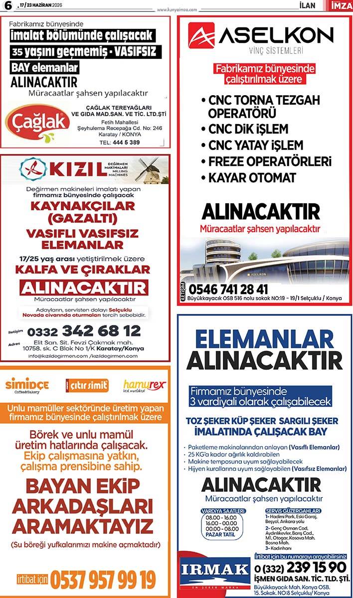 Konya İmza E-GAZETE (17 / 23 Haziran 2026) 6