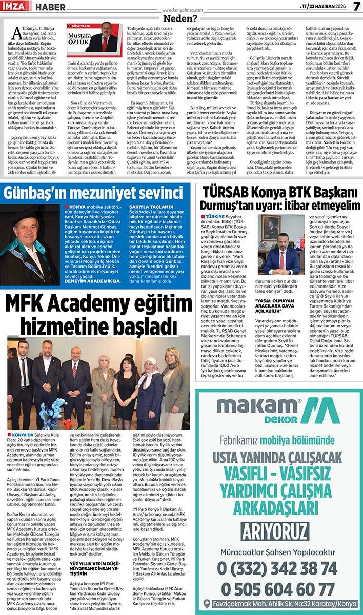 Konya İmza E-GAZETE (17 / 23 Haziran 2026) 7