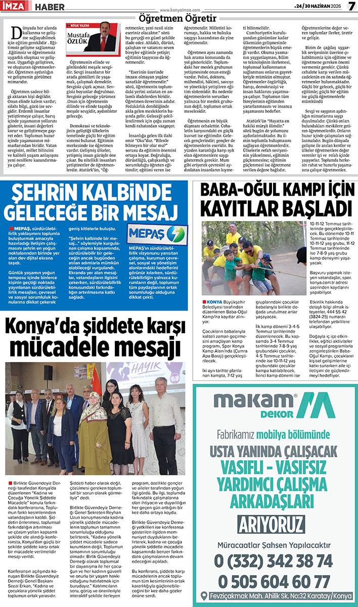 Konya İmza E-GAZETE (24 / 30 Haziran 2026) 7