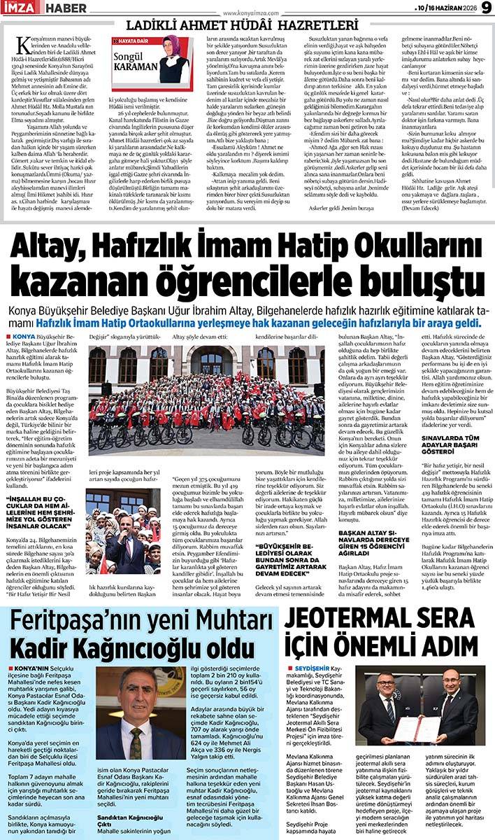 Konya İmza E-GAZETE (10 / 16 Haziran 2026) 9