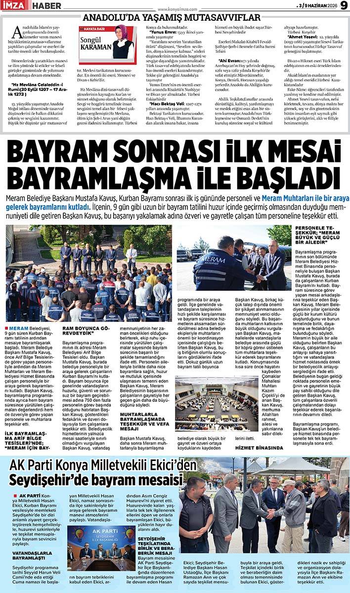 Konya İmza E-GAZETE (3 / 9 Haziran 2026) 9