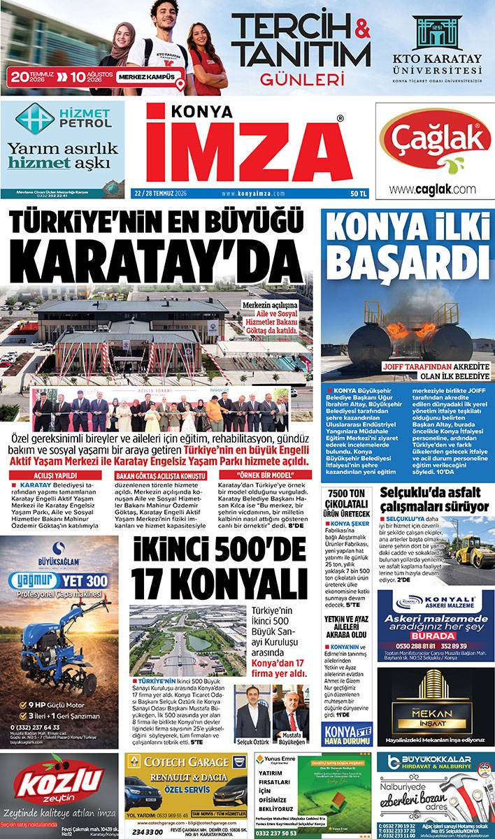 Konya İmza E-GAZETE (22 / 28 Temmuz 2026) 1