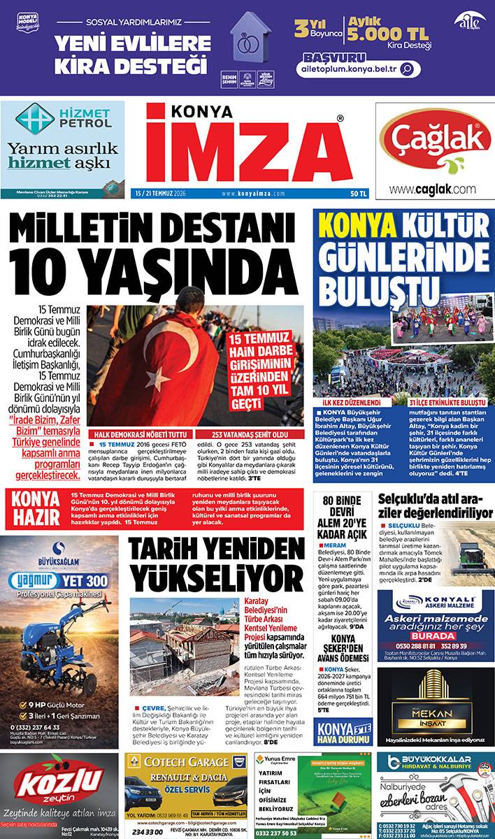 Konya İmza E-GAZETE (15 / 21 Temmuz 2026) 1