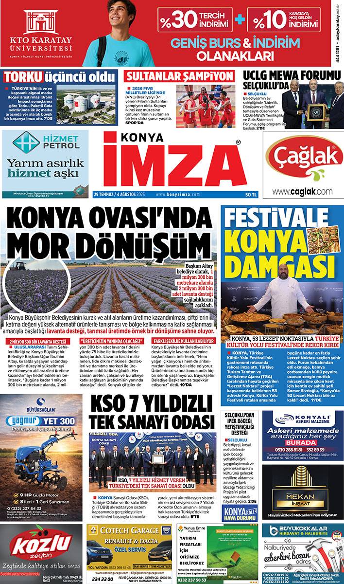Konya İmza E-GAZETE (29 Temmuz/ 4 Ağustos 2026) 1