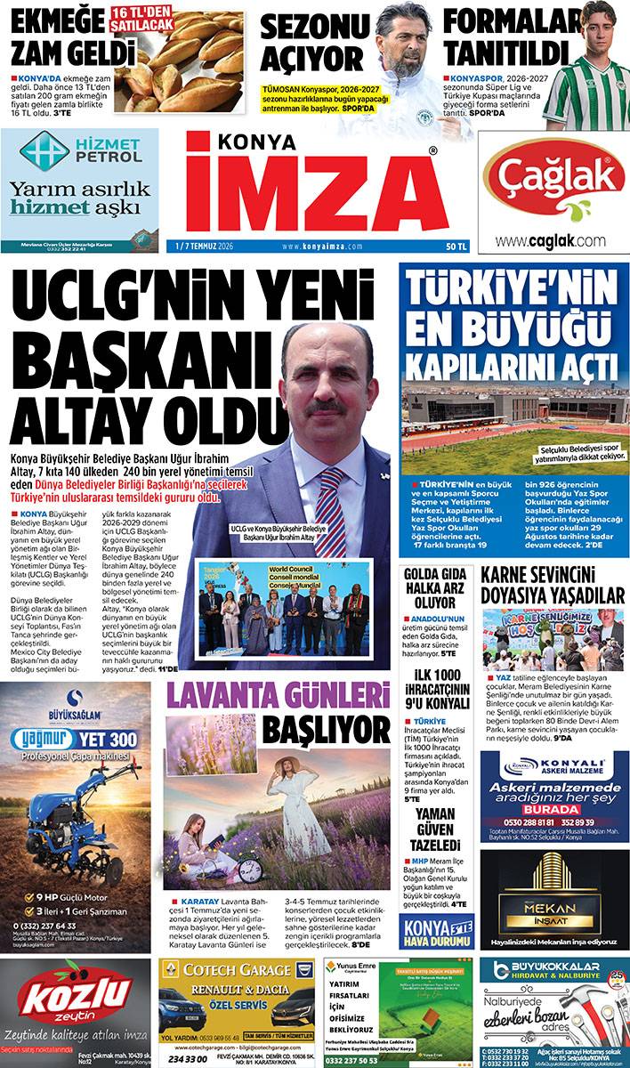 Konya İmza E-GAZETE (1 / 7 Temmuz 2026) 1