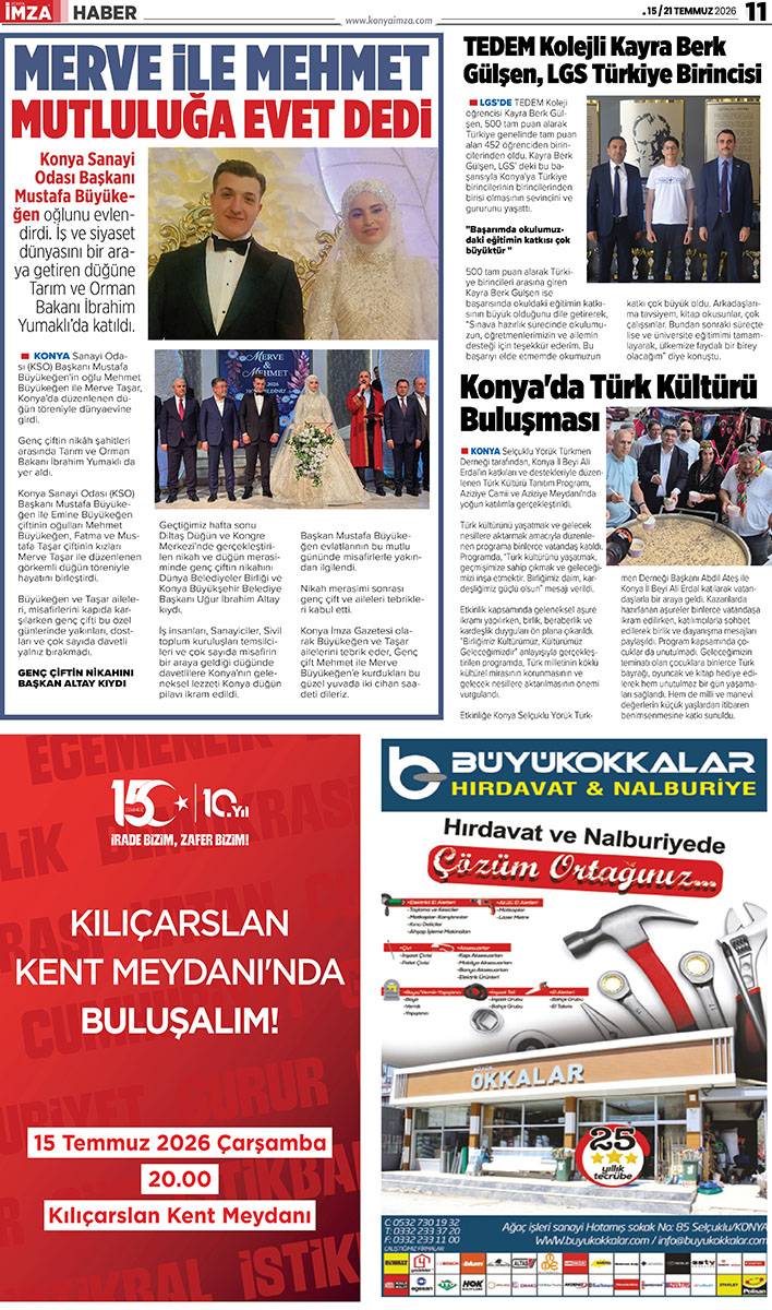 Konya İmza E-GAZETE (15 / 21 Temmuz 2026) 11