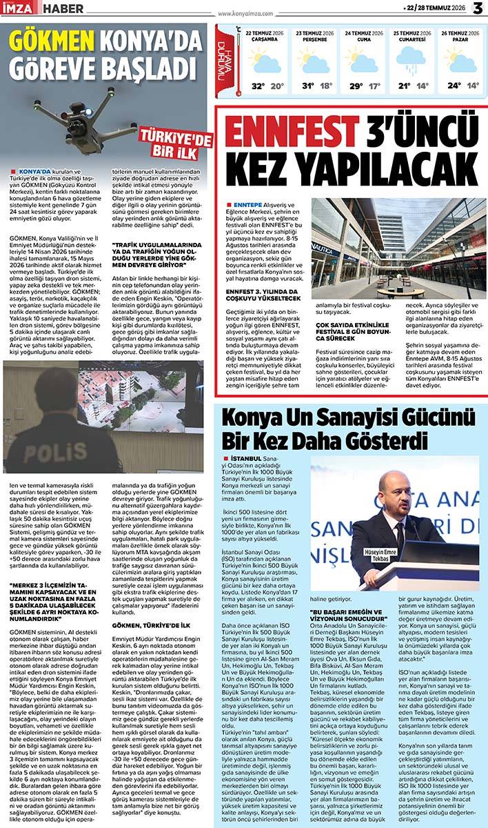 Konya İmza E-GAZETE (22 / 28 Temmuz 2026) 3