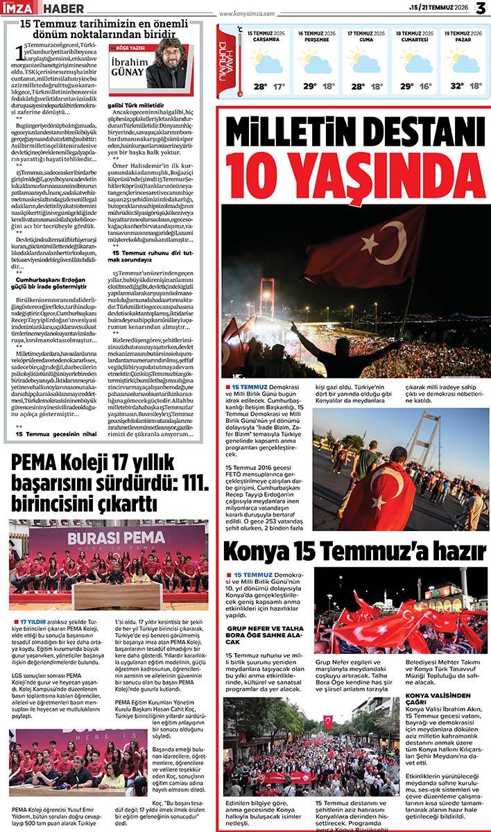 Konya İmza E-GAZETE (15 / 21 Temmuz 2026) 3