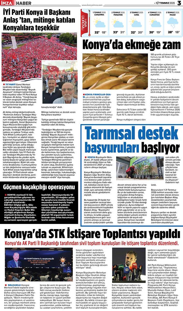 Konya İmza E-GAZETE (1 / 7 Temmuz 2026) 3