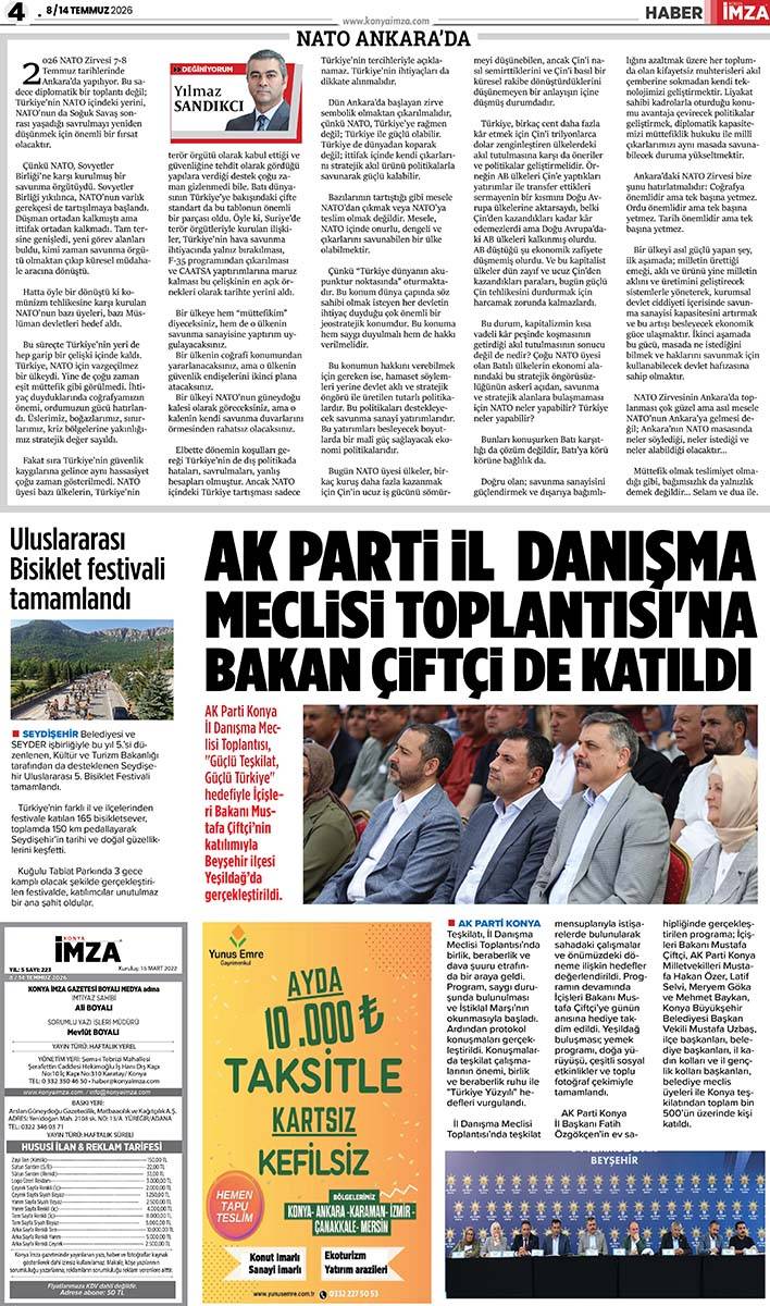 Konya İmza E-GAZETE  ( 8 / 14 Temmuz 2026) 4