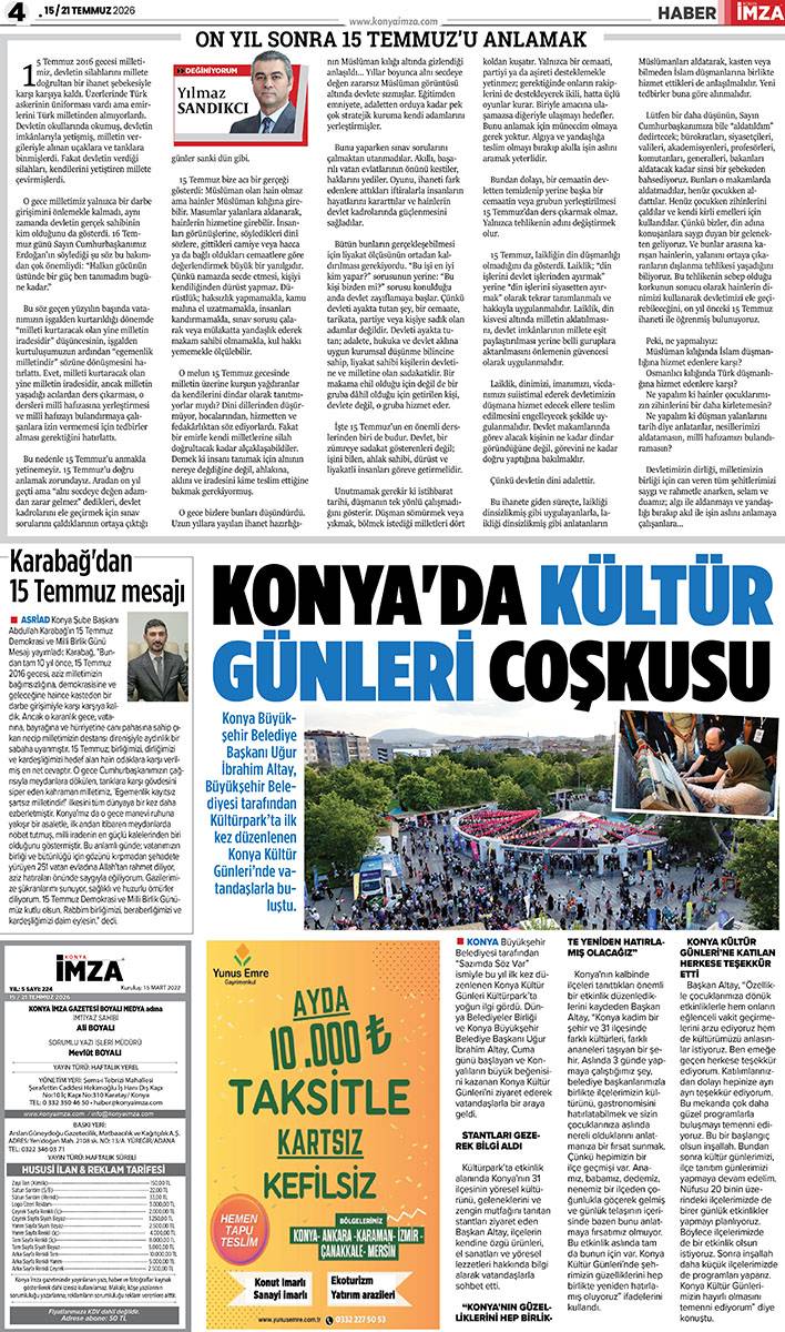 Konya İmza E-GAZETE (15 / 21 Temmuz 2026) 4