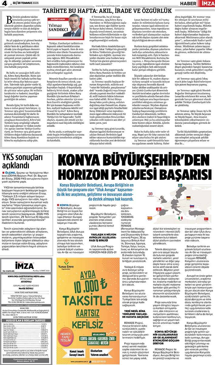 Konya İmza E-GAZETE (22 / 28 Temmuz 2026) 4