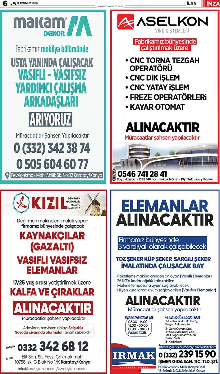 Konya İmza E-GAZETE  ( 8 / 14 Temmuz 2026) 6