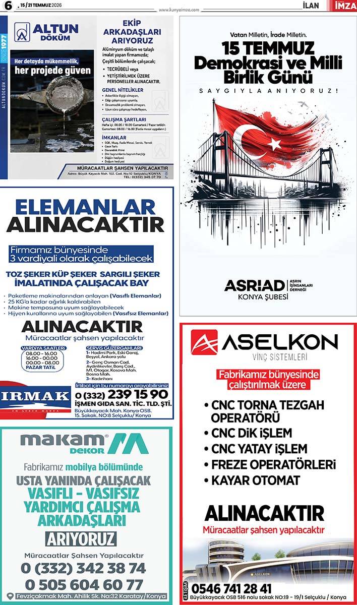 Konya İmza E-GAZETE (15 / 21 Temmuz 2026) 6