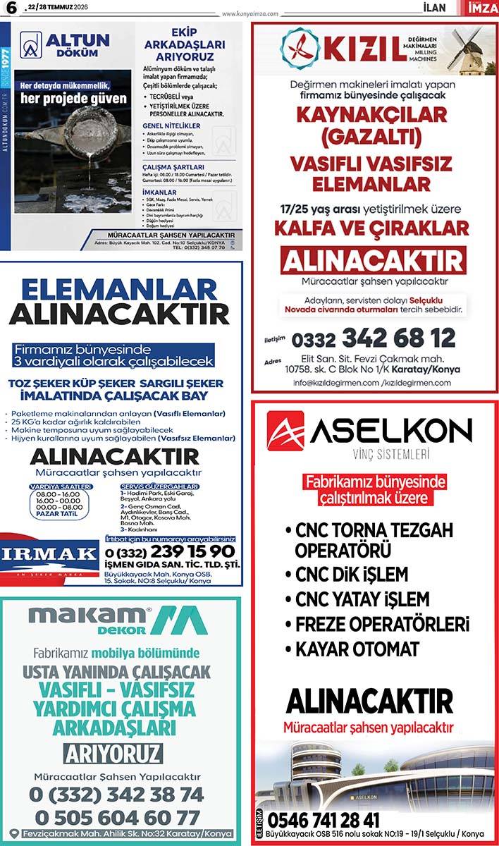 Konya İmza E-GAZETE (22 / 28 Temmuz 2026) 6