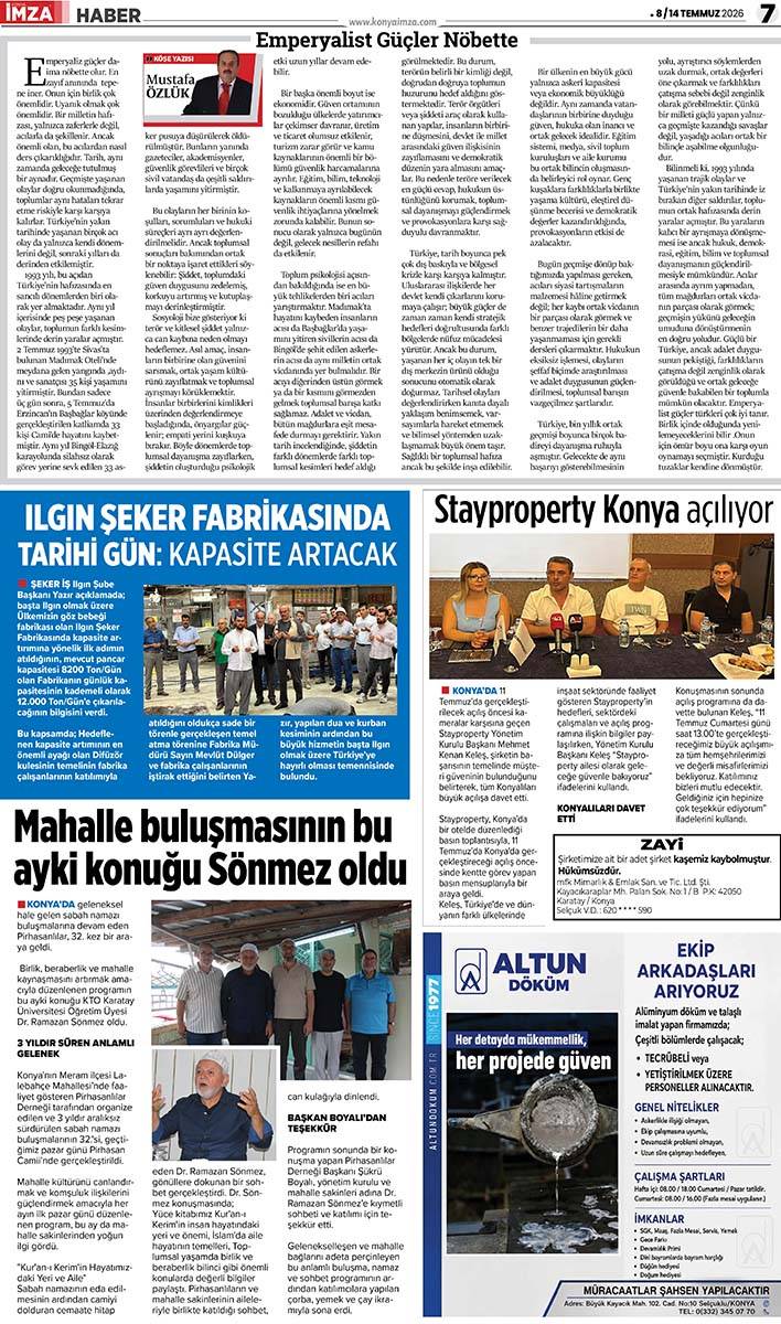 Konya İmza E-GAZETE  ( 8 / 14 Temmuz 2026) 7