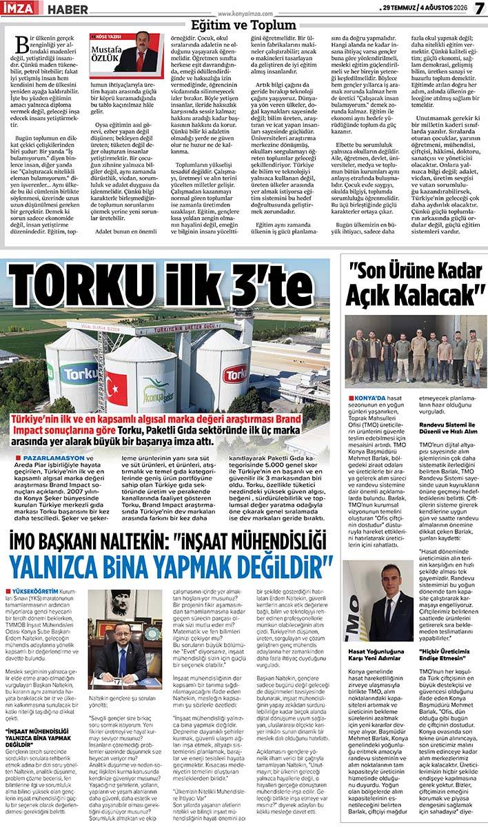 Konya İmza E-GAZETE (29 Temmuz/ 4 Ağustos 2026) 7