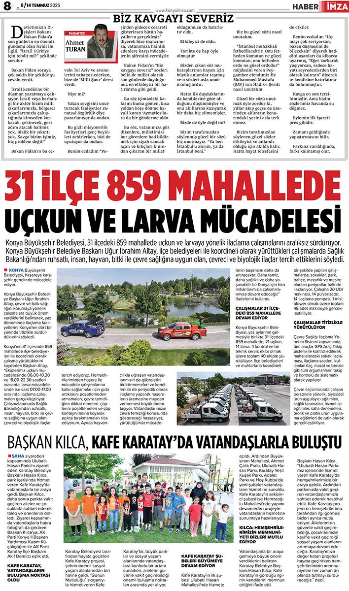 Konya İmza E-GAZETE  ( 8 / 14 Temmuz 2026) 8
