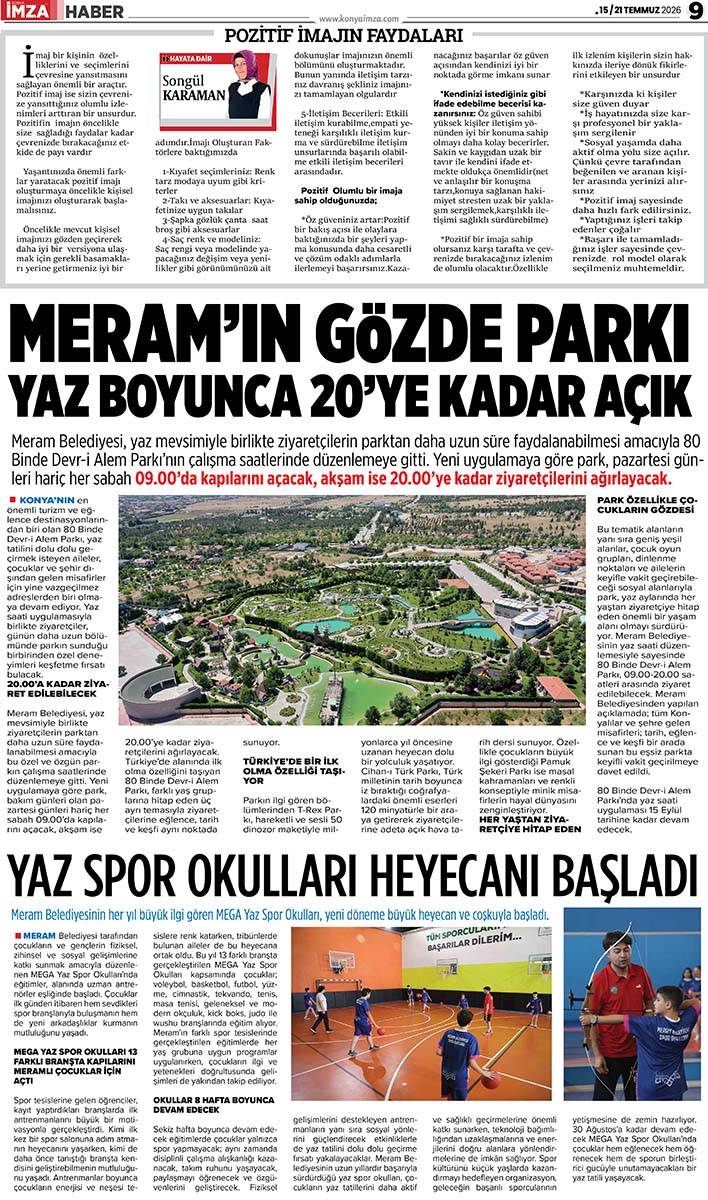 Konya İmza E-GAZETE (15 / 21 Temmuz 2026) 9