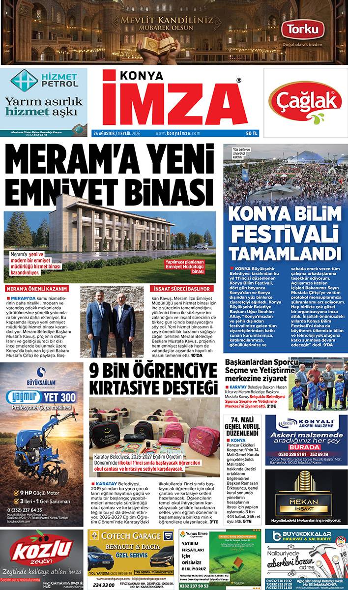 Konya İmza E-GAZETE (26 Ağustos / 1 Eylül 2026) 1