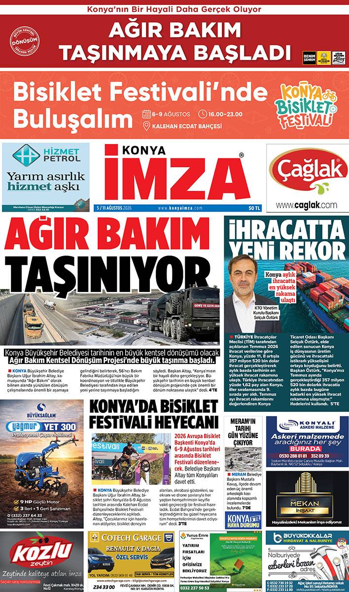 Konya İmza E-GAZETE (5/11 Ağustos 2026) 1