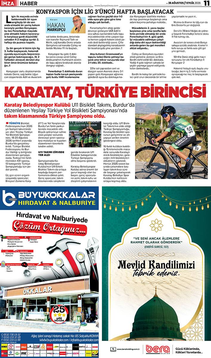 Konya İmza E-GAZETE (26 Ağustos / 1 Eylül 2026) 11