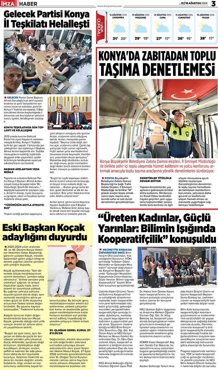Konya İmza E-GAZETE (12 / 18 Ağustos 2026) 3
