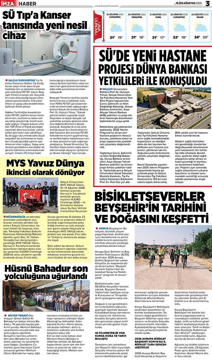 Konya İmza E-GAZETE (19 / 25 Ağustos 2026) 3