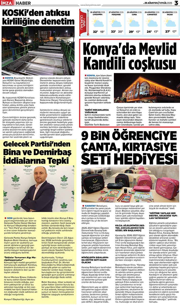 Konya İmza E-GAZETE (26 Ağustos / 1 Eylül 2026) 3