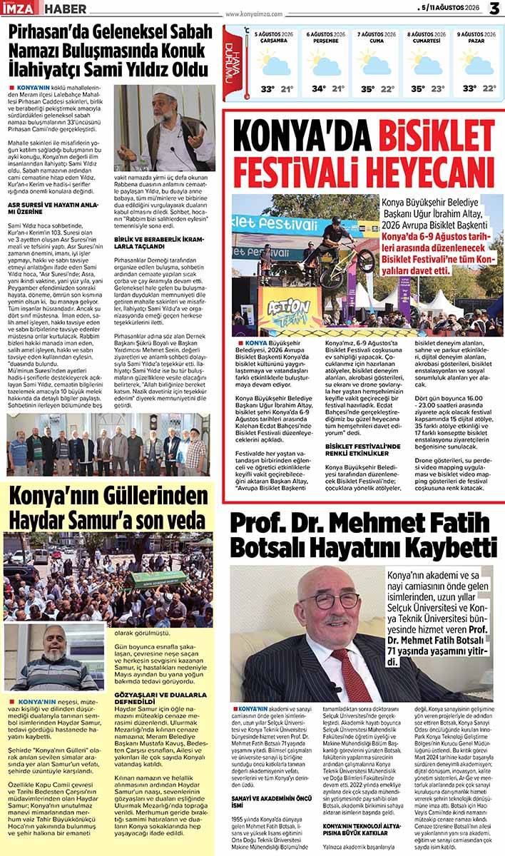 Konya İmza E-GAZETE (5/11 Ağustos 2026) 3