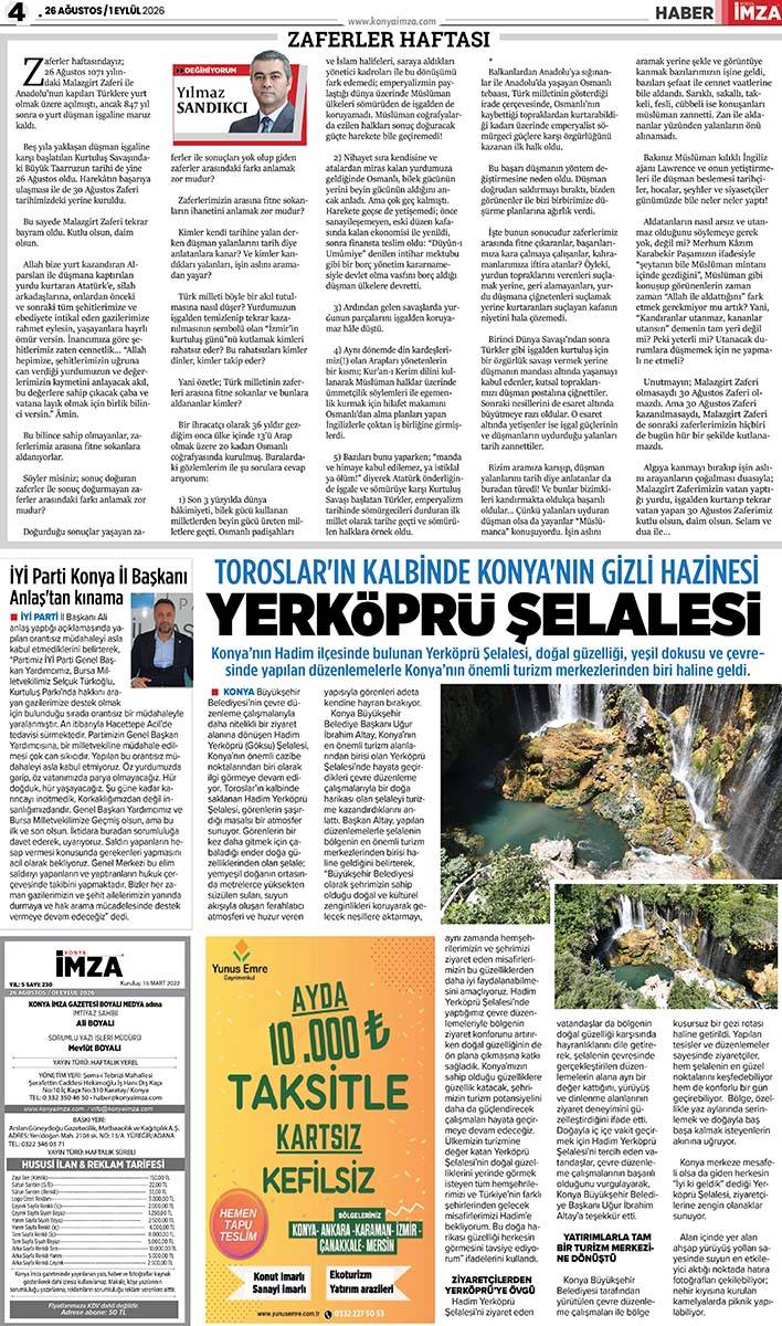 Konya İmza E-GAZETE (26 Ağustos / 1 Eylül 2026) 4