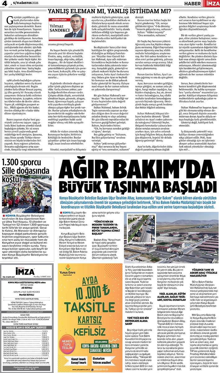 Konya İmza E-GAZETE (5/11 Ağustos 2026) 4