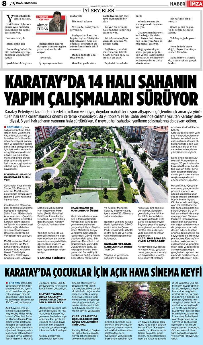 Konya İmza E-GAZETE (19 / 25 Ağustos 2026) 8