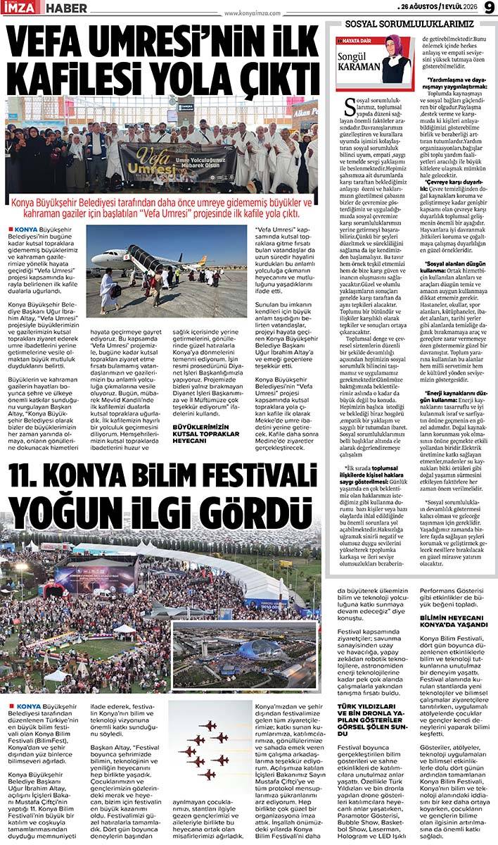 Konya İmza E-GAZETE (26 Ağustos / 1 Eylül 2026) 9