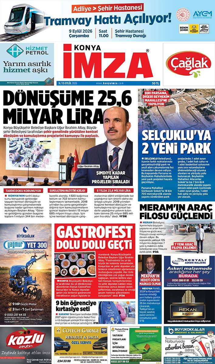 Konya İmza E-GAZETE (9 / 15 Eylül 2026) 1