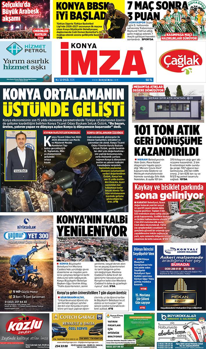 Konya İmza E-GAZETE (16 / 22 Eylül 2026) 1